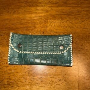 Green Crocodile Embossed Leather Wallet